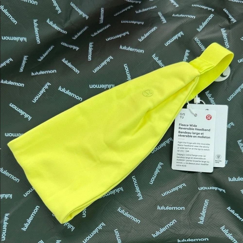 NWT Lululemon Reversible Fleece Wide Headband Electric Lemon yellow 🍋